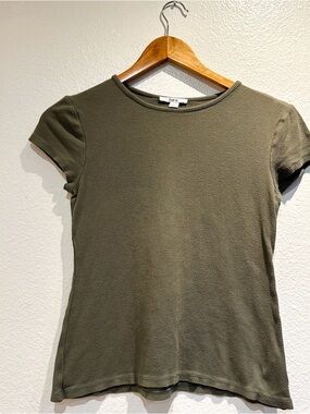 Basics Short Sleeve Olive Green Ribbed Tee
